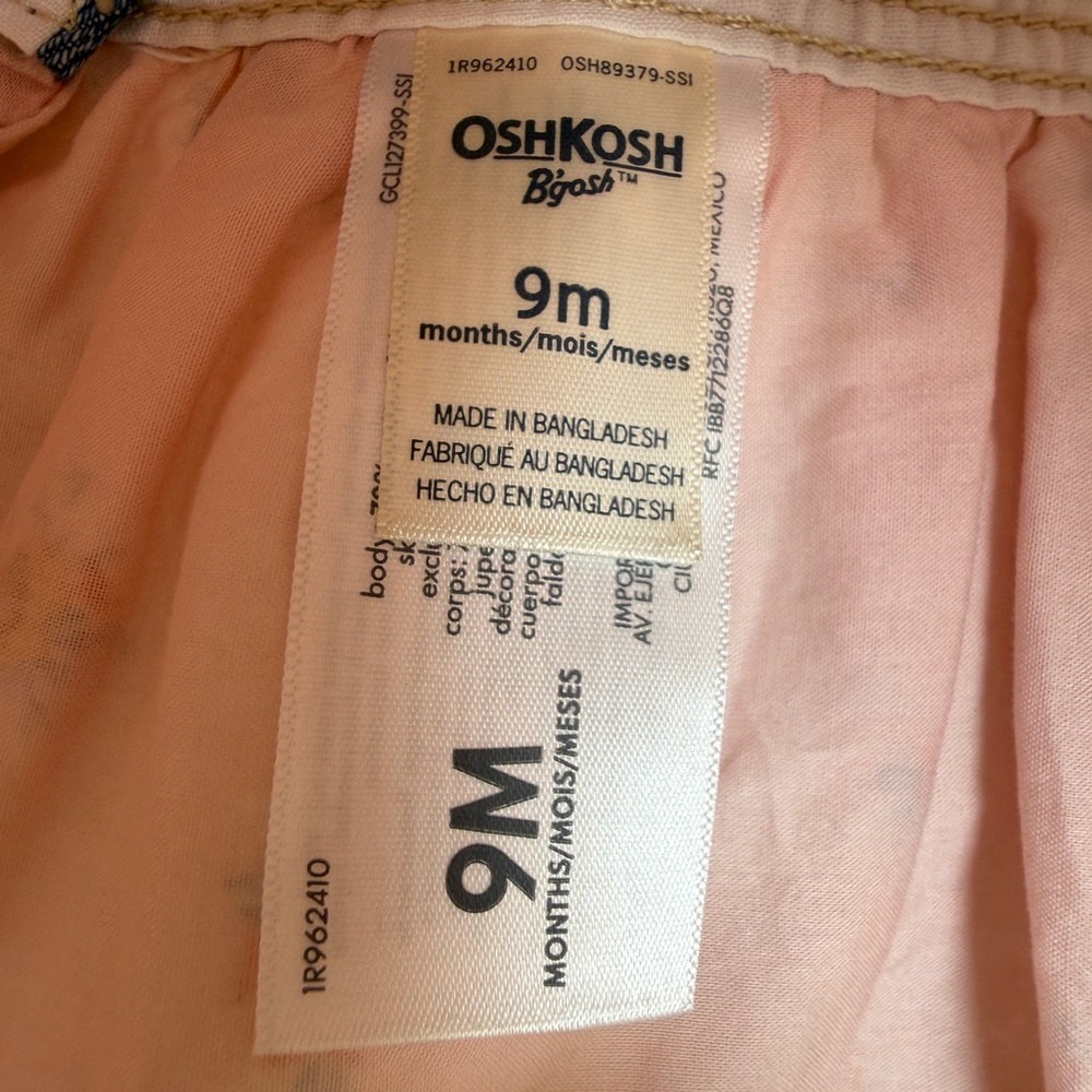 OshKosh Baby Girl Denim Overall Dress Pink Floral Skirt | NWT Size 9M - Picture 11 of 11